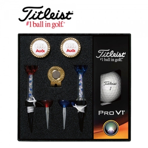 타이틀리스트 Pro V1 골프볼 골드 볼마커 자석티 세트(골프볼 3구, 볼마커 2개, 자석클립 1개, 자석티 2개)(140*135*45mm/240g) | 타이틀리스트 (Titlelist) 판촉물 큐레이션 제작