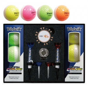 볼빅 크리스탈 콤비 3피스 골프볼 6구 + 칩볼마커(2) + 자석클립 + 자석티(2) 세트 | 볼빅 (Volvik) 판촉물 큐레이션 제작