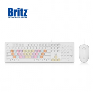 Britz 브리츠 BK200C Rainbow USB 메브레인 유선키보드+유선마우스 세트+키스킨제공 | 브리츠 (Britz) 판촉물 큐레이션 제작